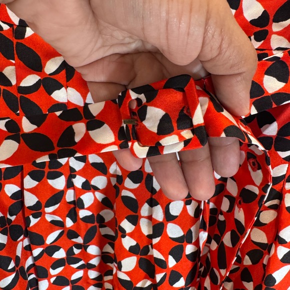 J Crew Collection Silk Geometric Print Sleeveless Maxi Dress Size 10 Red Black - Picture 13 of 13